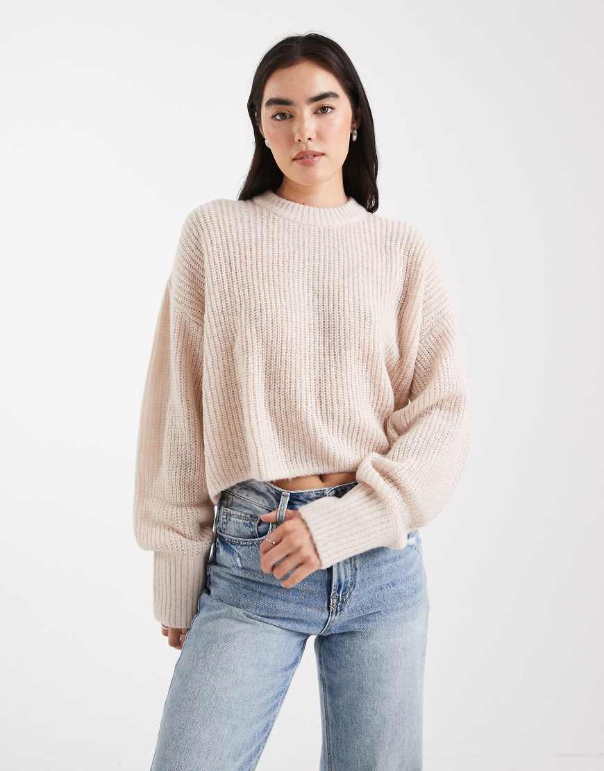 Miss Selfridge - Lockerer Strickpullover in Hellbeige-Neutral von Miss Selfridge