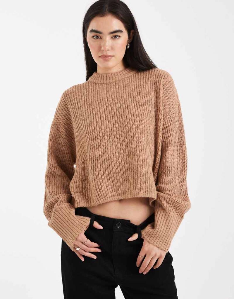 Miss Selfridge - Lockerer Strickpullover in Kamelbraun-Grau von Miss Selfridge