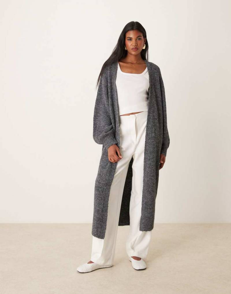 Miss Selfridge - Maxi-Strickjacke in Anthrazit-Grau von Miss Selfridge