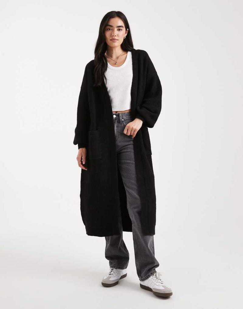 Miss Selfridge - Maxi-Strickjacke in Schwarz von Miss Selfridge