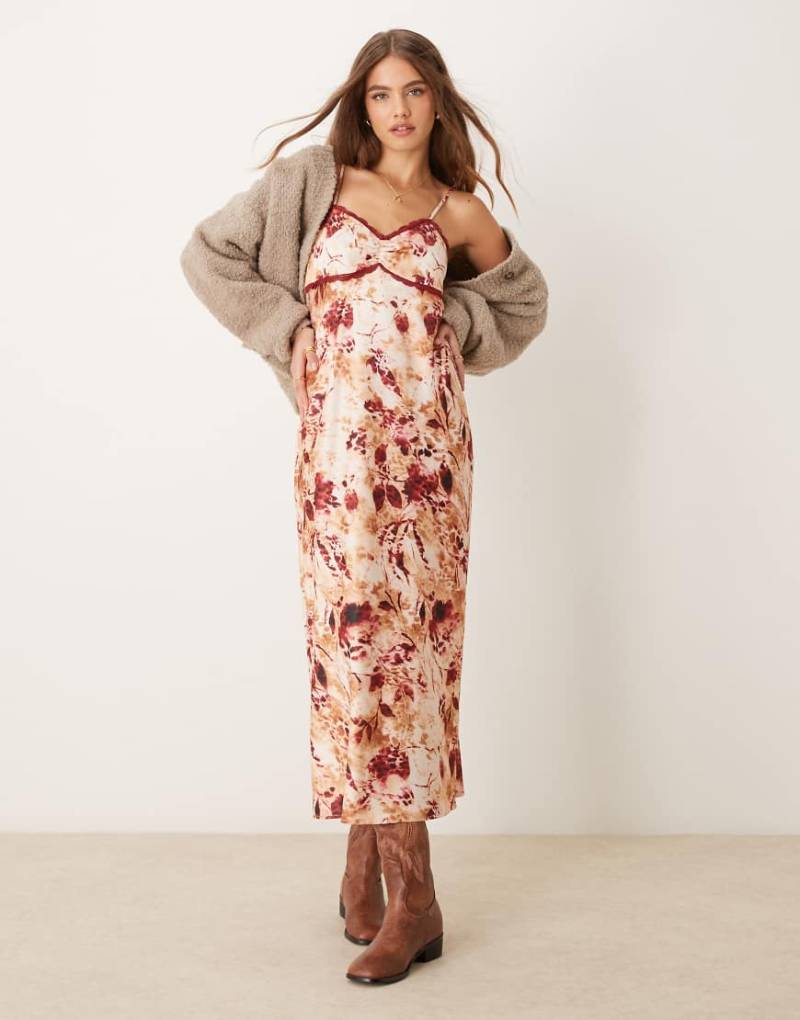 Miss Selfridge - Maxi-Trägerkleid mit Animalprint-Bunt von Miss Selfridge