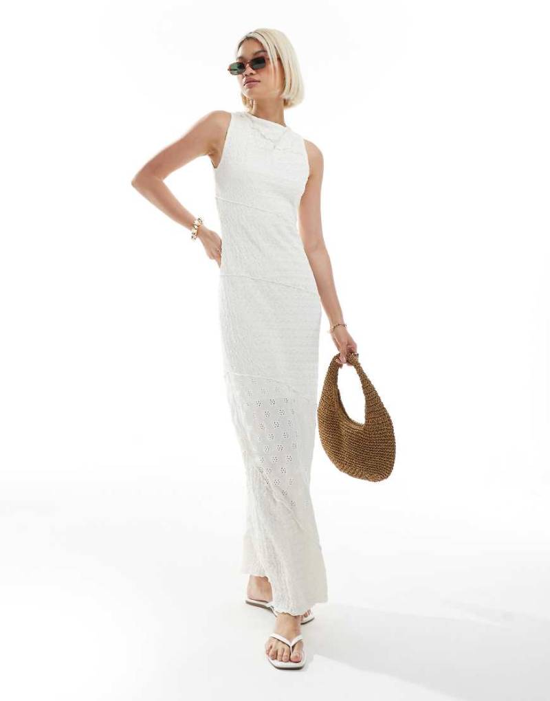 Miss Selfridge - Maxikleid aus strukturiertem Jersey in Creme-Weiß von Miss Selfridge