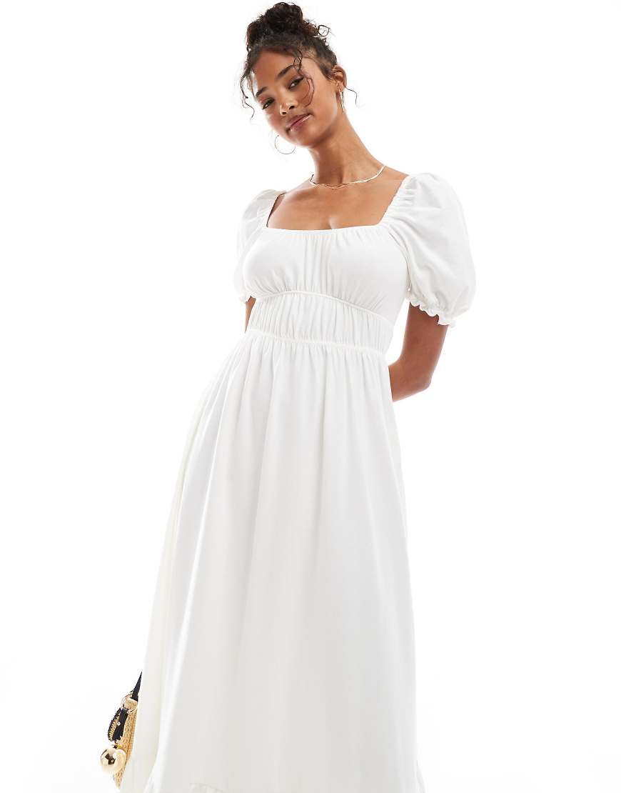 Miss Selfridge - Maxikleid in Weiß mit Puffärmeln von Miss Selfridge