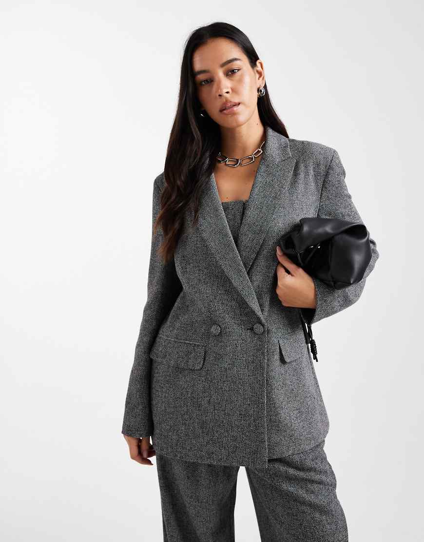 Miss Selfridge - Melierter Oversize-Blazer, Kombiteil-Grau von Miss Selfridge