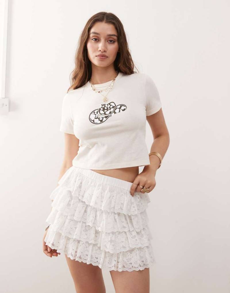 Miss Selfridge - Micro-Minirock in Elfenbein aus Spitze-Weiß von Miss Selfridge