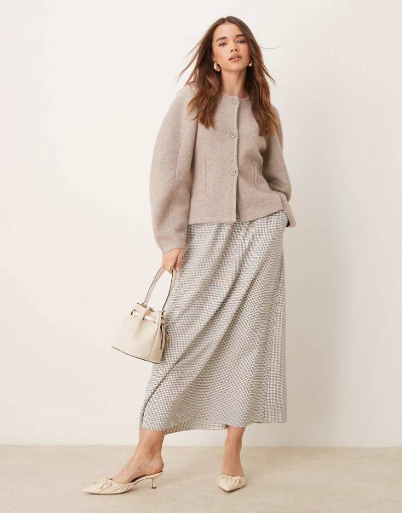 Miss Selfridge - Midirock mit Karomuster-Neutral von Miss Selfridge