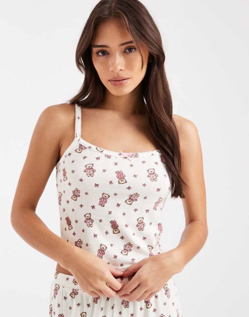 Miss Selfridge - Mix and Match - Pyjama-Camisole-Oberteil mit Teddybären-Print-Bunt von Miss Selfridge