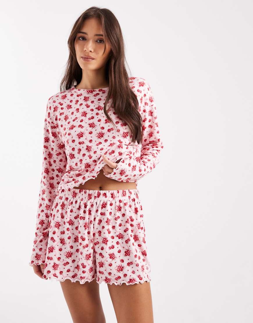 Miss Selfridge - Mix and Match - Pyjama-Shorts aus Pointelle mit Blumenmuster-Bunt von Miss Selfridge
