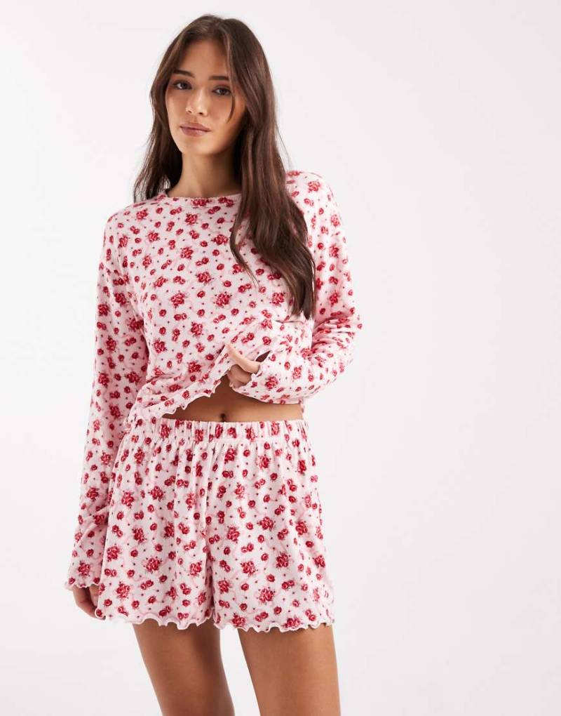Miss Selfridge - Mix and Match - Pyjama-Shorts aus Pointelle mit Blumenmuster-Bunt von Miss Selfridge