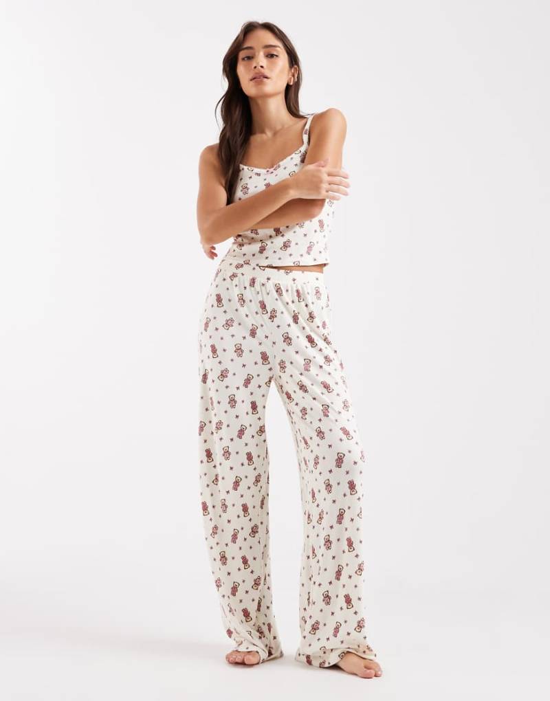 Miss Selfridge - Mix and Match - Pyjamahose mit Teddybären-Print-Bunt von Miss Selfridge