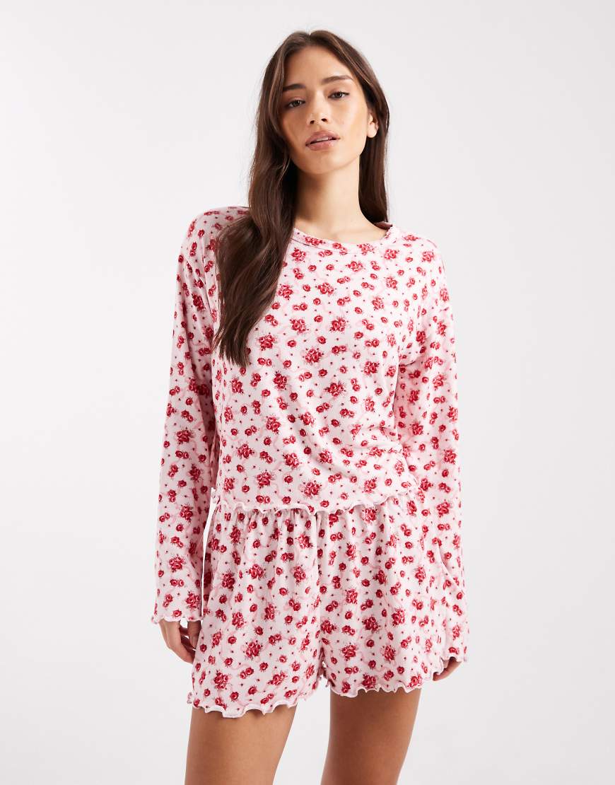 Miss Selfridge - Mix and Match - Pyjamaoberteil aus Pointelle mit Blumenmuster-Bunt von Miss Selfridge