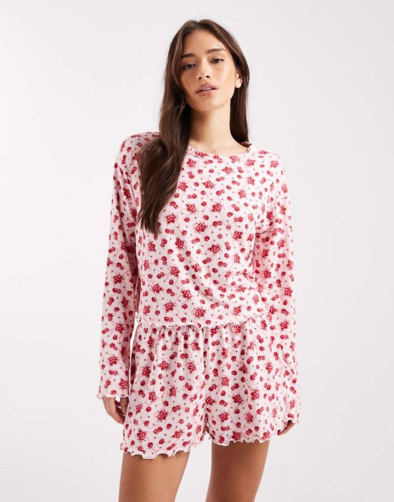 Miss Selfridge - Mix and Match - Pyjamaoberteil aus Pointelle mit Blumenmuster-Bunt von Miss Selfridge