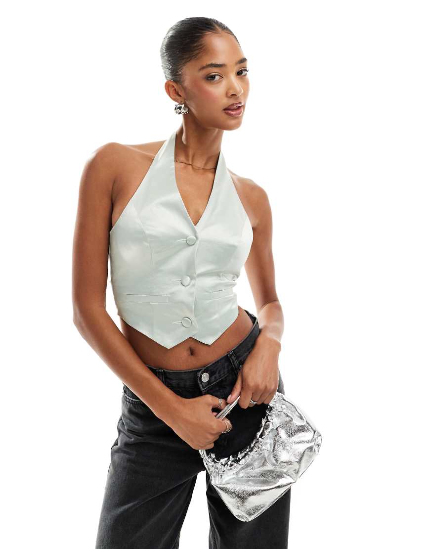 Miss Selfridge - Neckholder-Weste aus Satin, Kombiteil-Bunt von Miss Selfridge