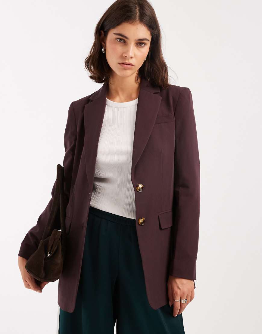 Miss Selfridge - Oversize-Blazer in tiefer Pflaume-Rot von Miss Selfridge