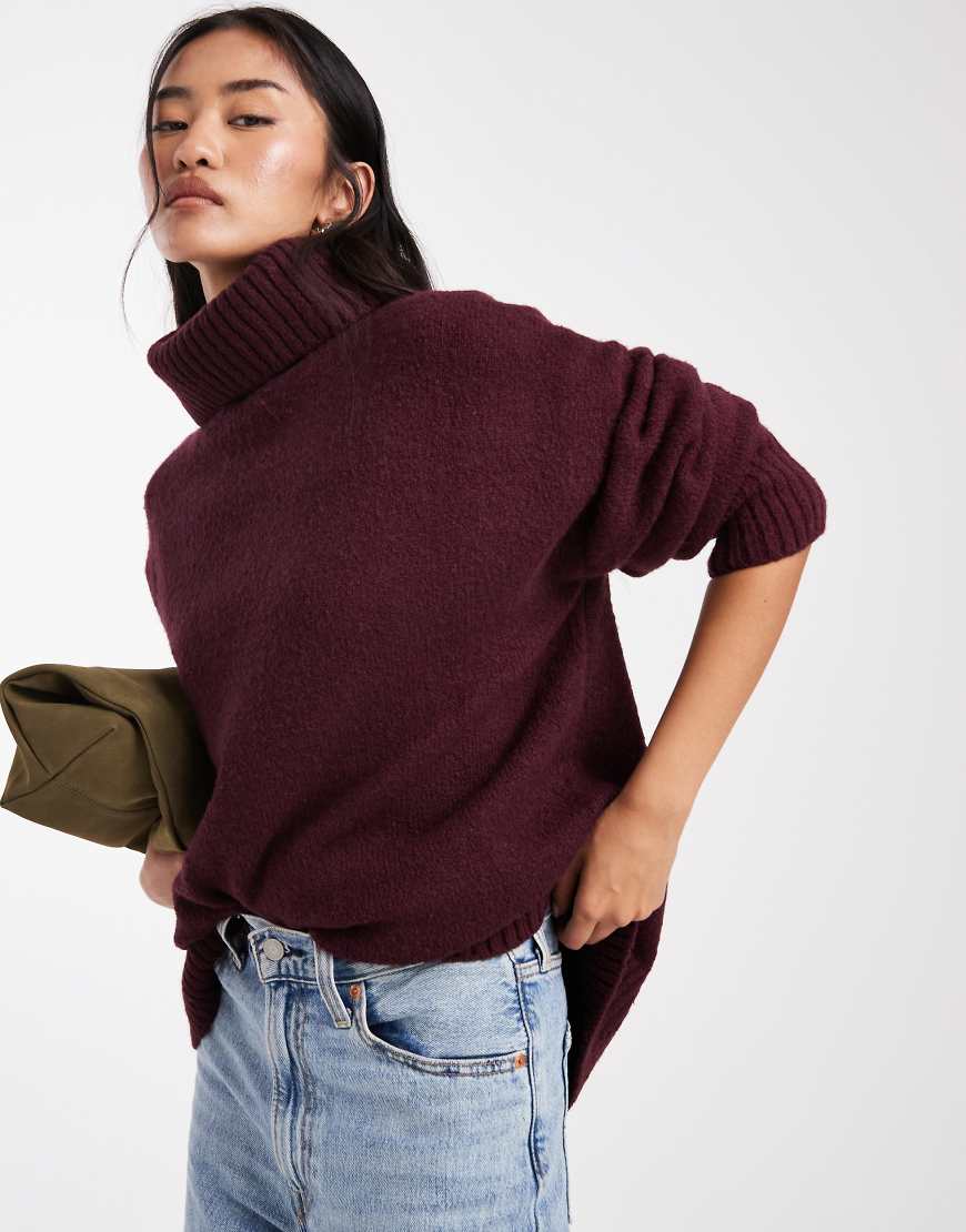 Miss Selfridge - Oversize-Pullover in Pflaume mit Rollkragen und Saumschlitz-Lila Miss Selfridge - Oversize-Pullover in Pflaume mit Rollkragen und Saumschlitz-Lila von Miss Selfridge