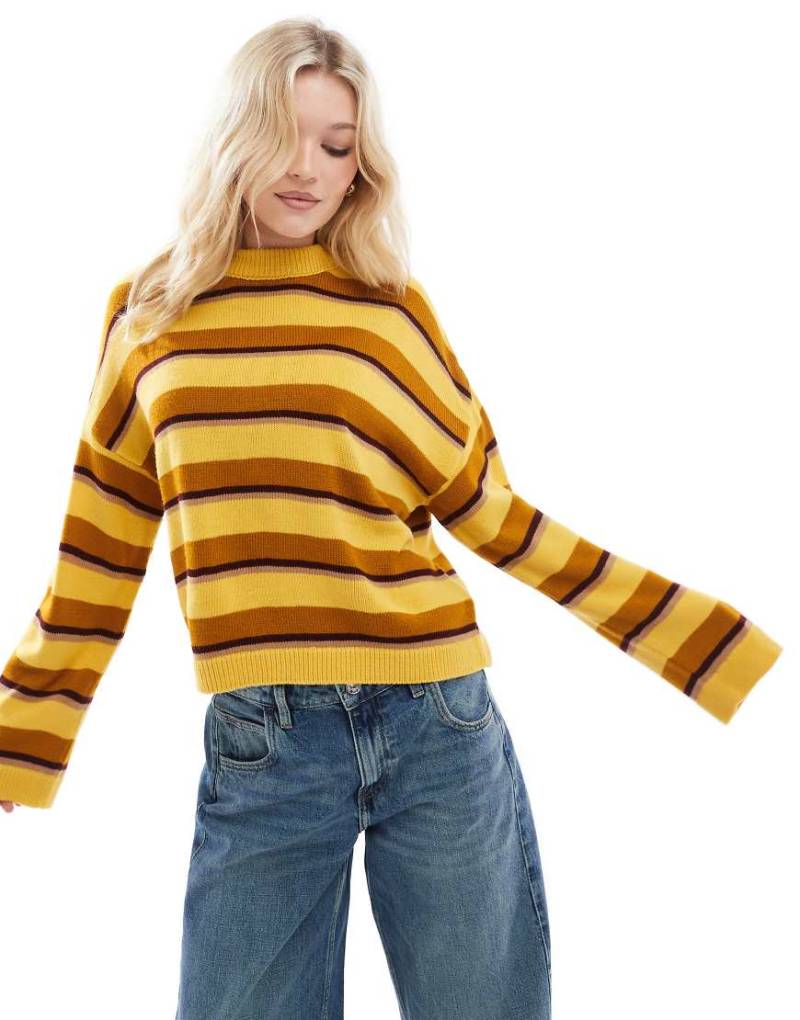 Miss Selfridge - Oversize-Strickpullover mit Streifen in farblich abgestimmten Ockertönen-Bunt von Miss Selfridge