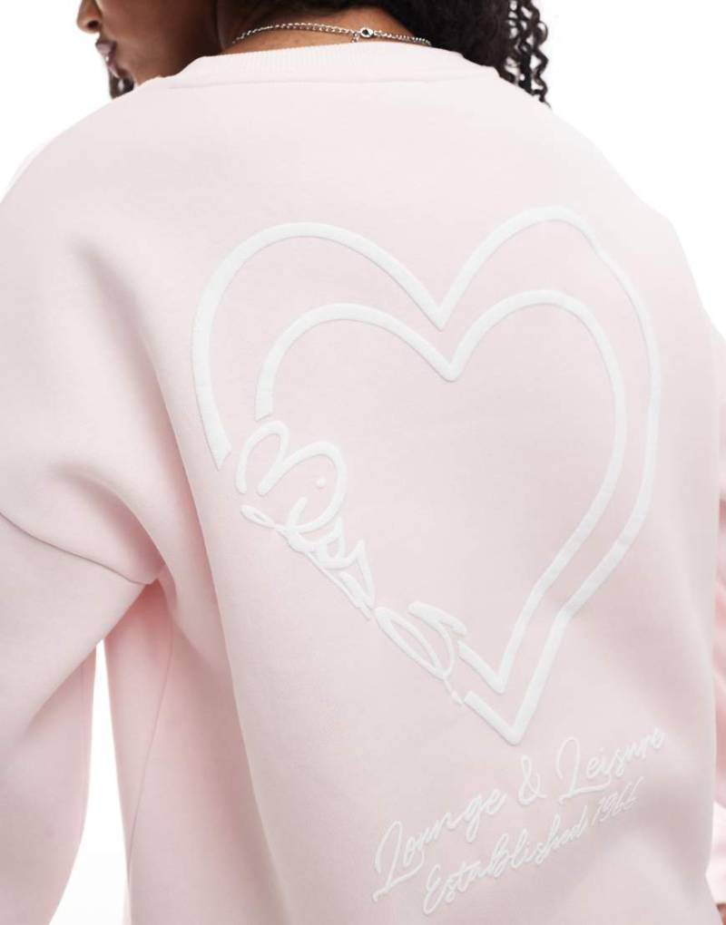 Miss Selfridge - Oversize-Sweatshirt in Rosa mit Logo-Schaumprint, Kombiteil von Miss Selfridge