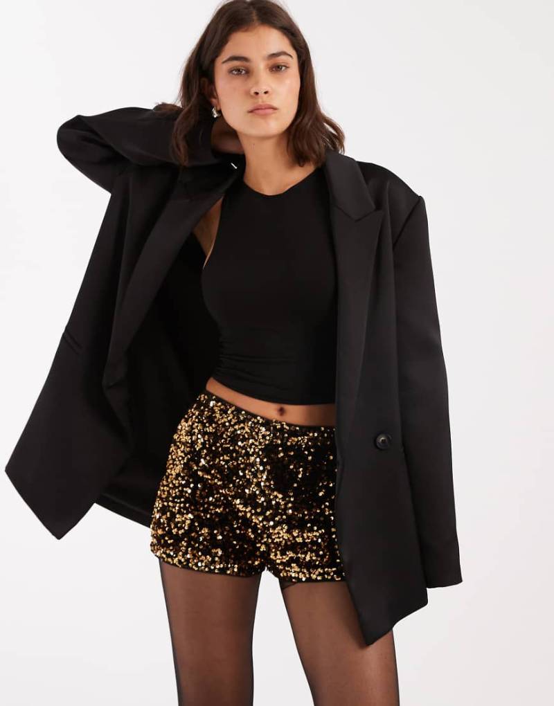Miss Selfridge - Pailletten-Booty-Shorts-Goldfarben von Miss Selfridge