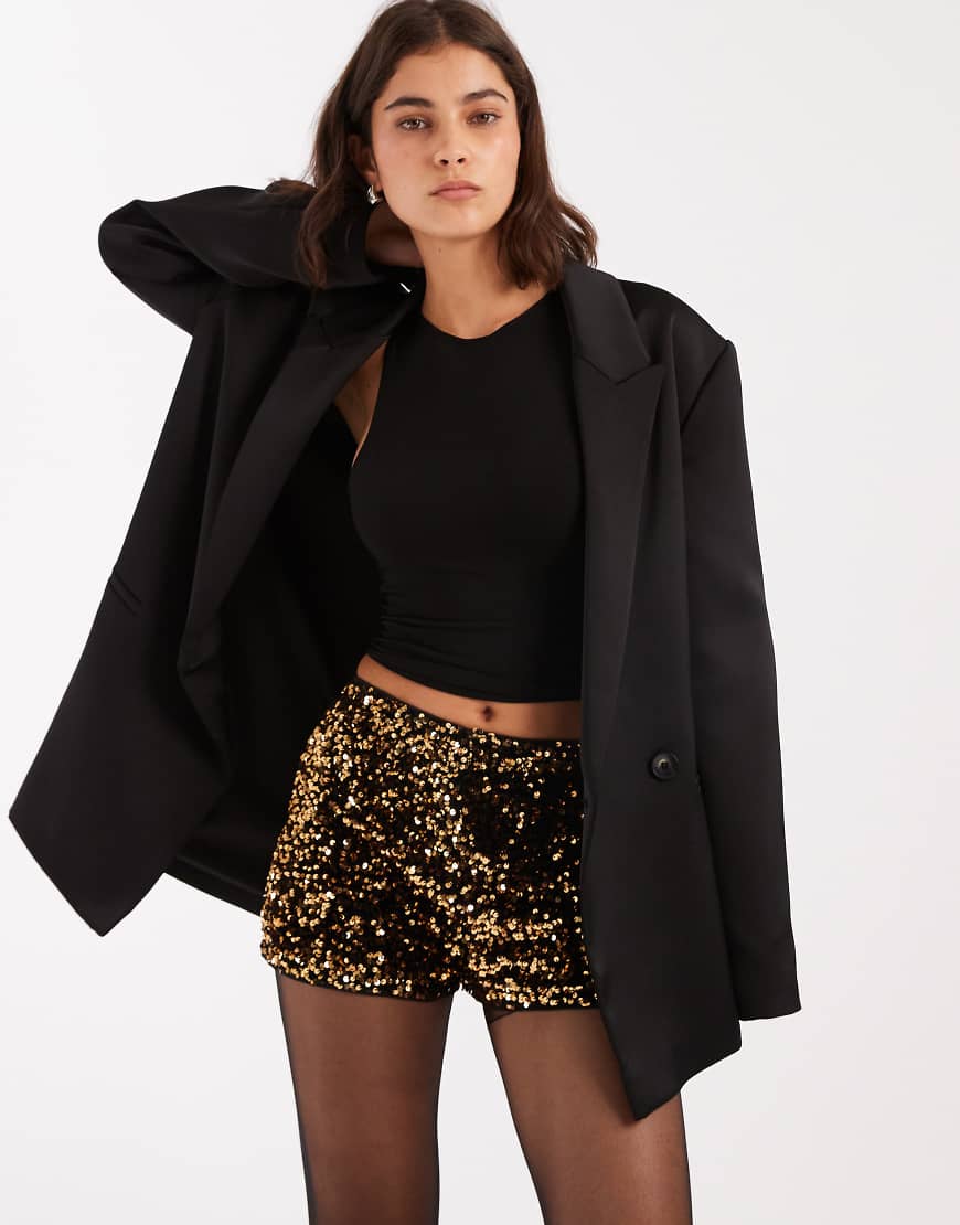 Miss Selfridge - Pailletten-Booty-Shorts-Goldfarben Miss Selfridge - Pailletten-Booty-Shorts-Goldfarben von Miss Selfridge