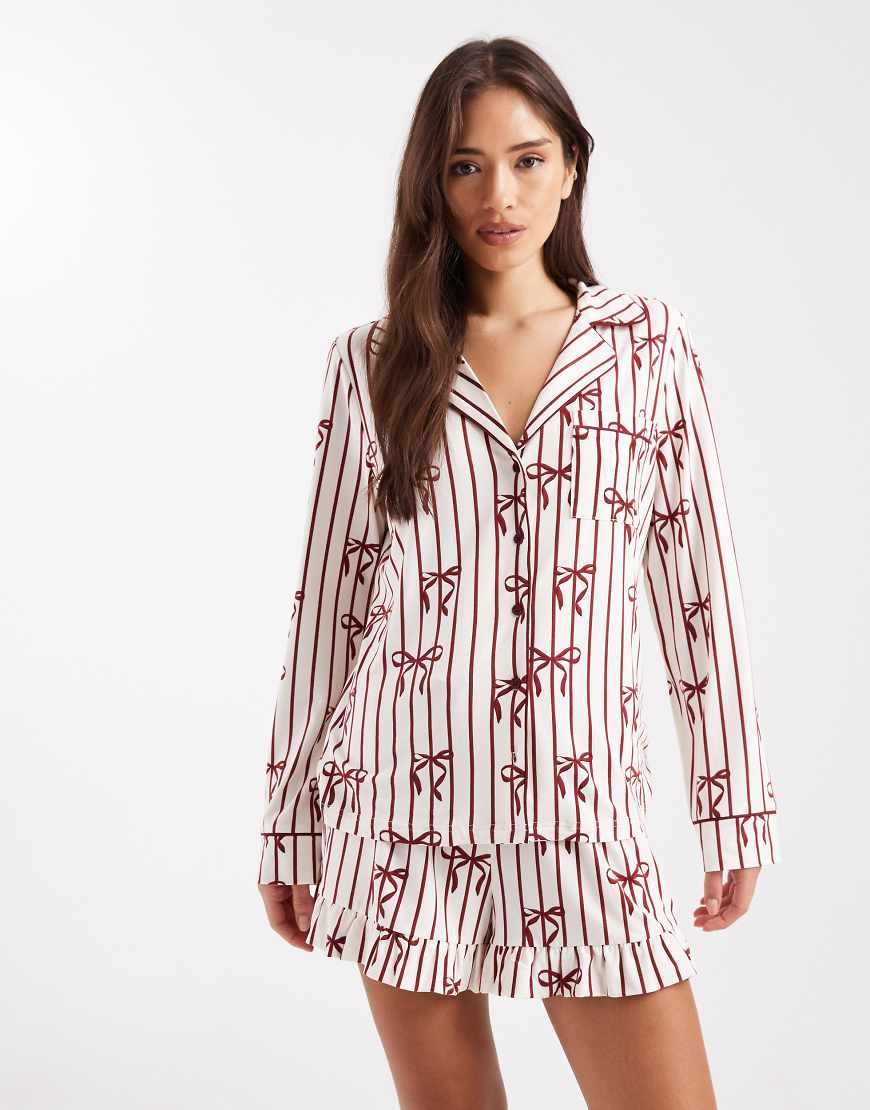Miss Selfridge - Pyjama aus superweichem Jersey mit Schleifenmuster-Bunt von Miss Selfridge