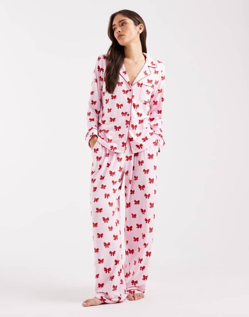 Miss Selfridge - Pyjama aus superweichem Jersey mit Schleifenmuster-Bunt von Miss Selfridge