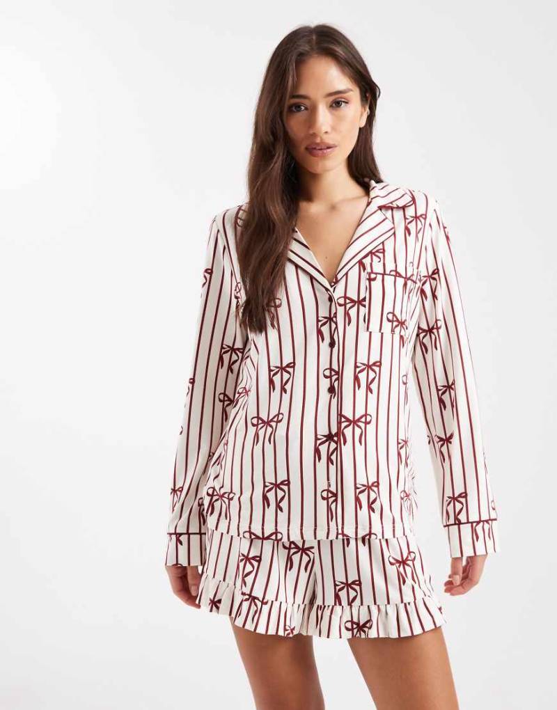 Miss Selfridge - Pyjama aus superweichem Jersey mit Schleifenmuster-Bunt von Miss Selfridge