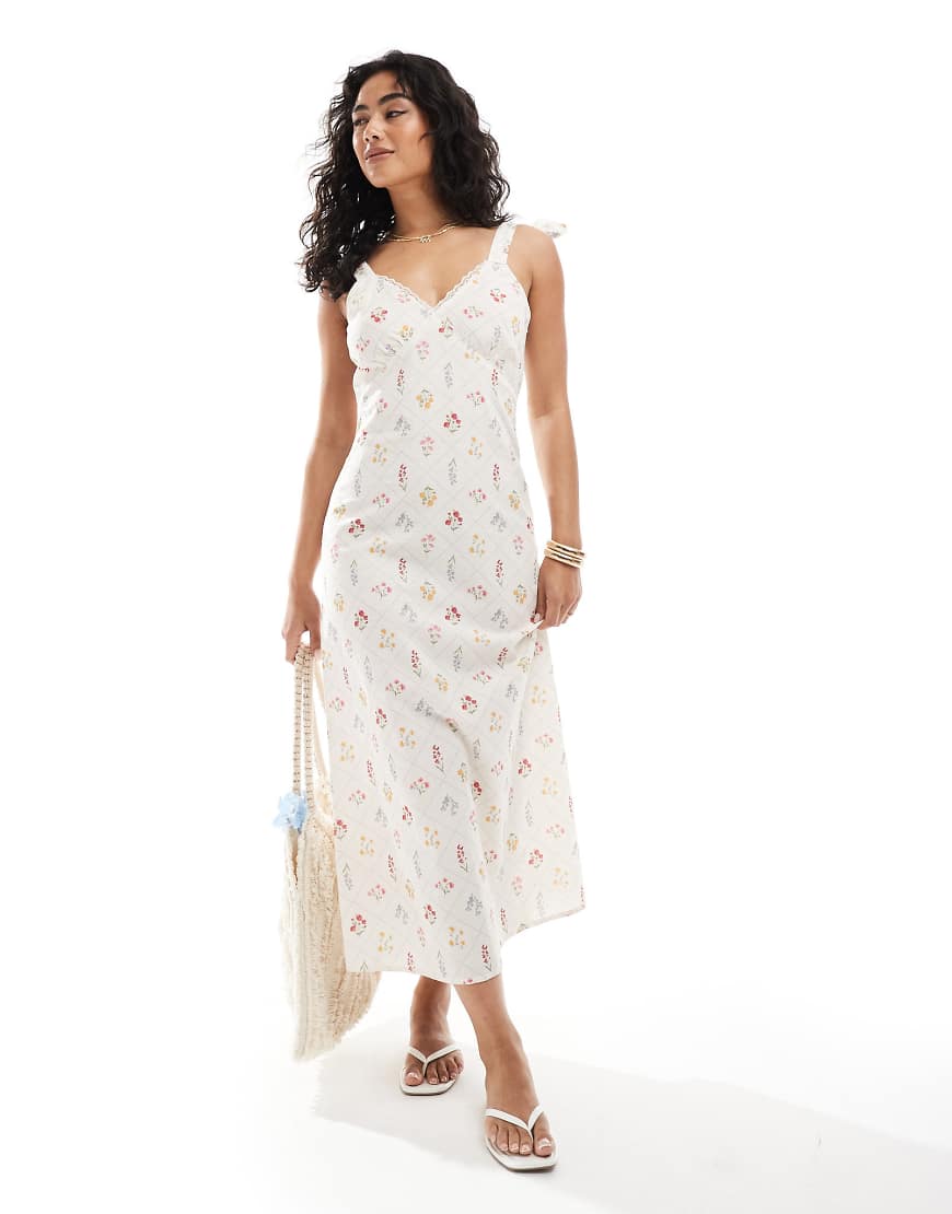 Miss Selfridge - Schlupfkleid aus Leinen mit gebundenen Trägern-Bunt Miss Selfridge - Schlupfkleid aus Leinen mit gebundenen Trägern-Bunt von Miss Selfridge