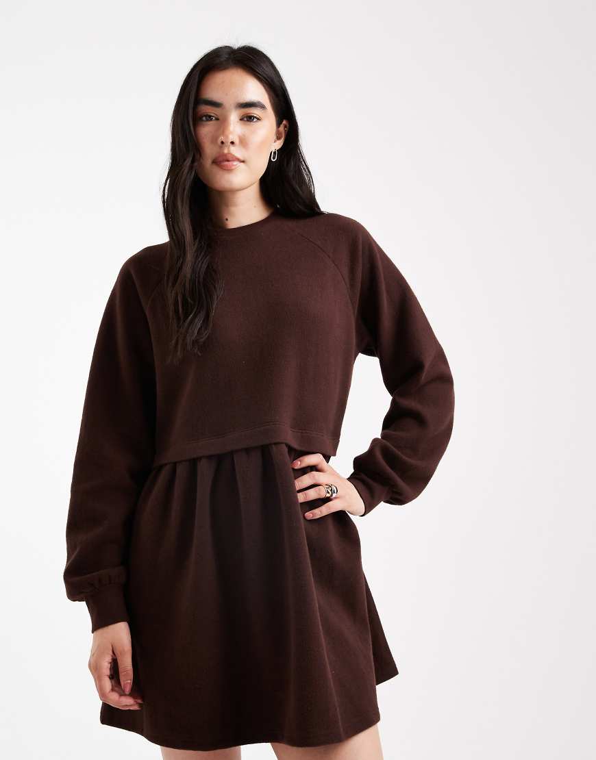 Miss Selfridge - Sehrweiches, angerautes Hängerkleid in Schokobraun-Brown von Miss Selfridge