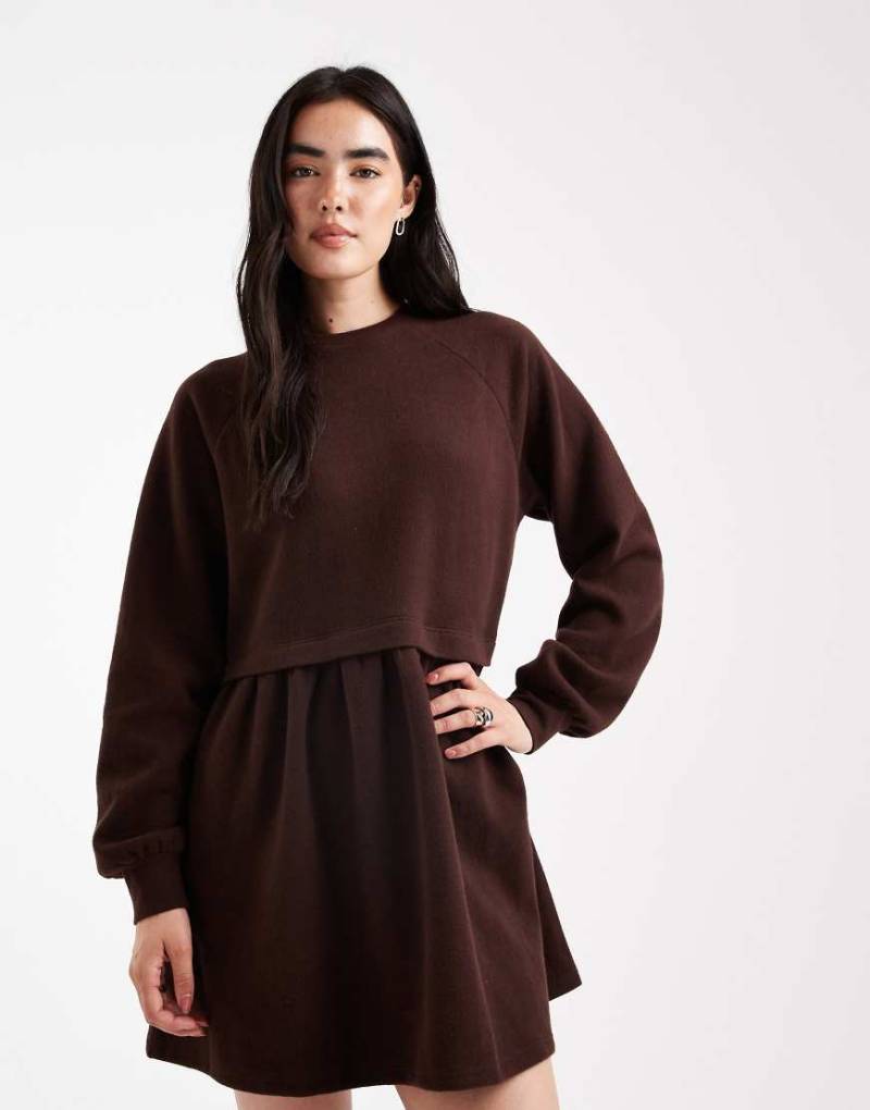 Miss Selfridge - Sehrweiches, angerautes Hängerkleid in Schokobraun-Brown von Miss Selfridge