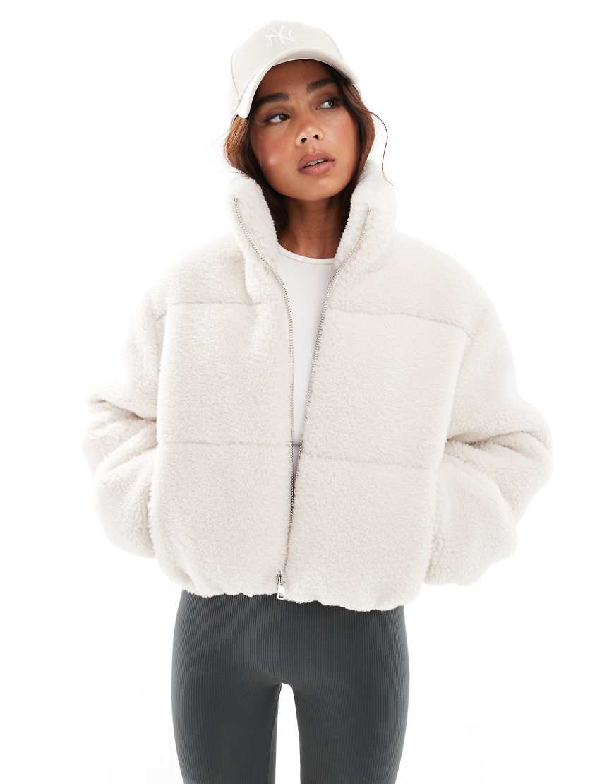 Miss Selfridge - Steppjacke in Cremeweiß aus Teddyfell von Miss Selfridge