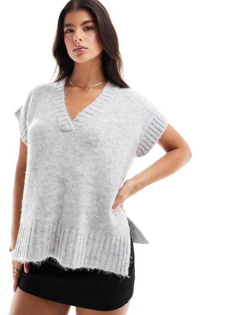 Miss Selfridge - Strick-Trägertop in Grau meliert von Miss Selfridge
