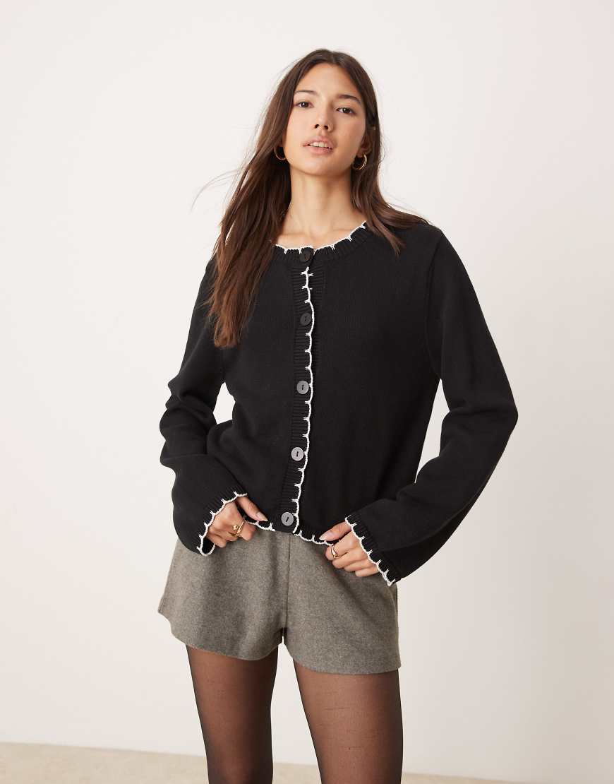 Miss Selfridge - Strickjacke mit Deckenstich-Schwarz von Miss Selfridge