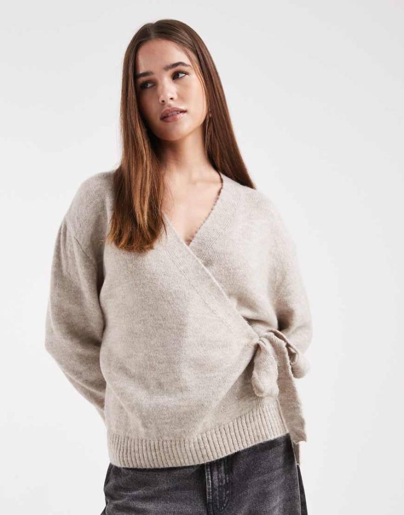 Miss Selfridge - Strickpullover im Wickeldesign mit seitlichem Bindedetail-Lila von Miss Selfridge