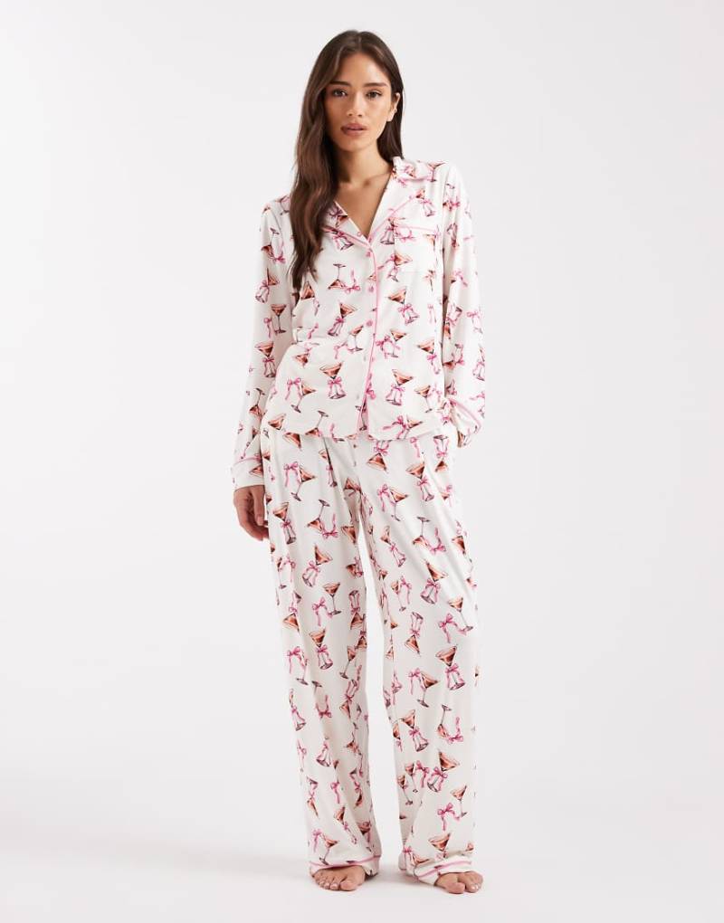 Miss Selfridge - Superweicher Pyjama mit Cocktail-Printmuster-Bunt von Miss Selfridge