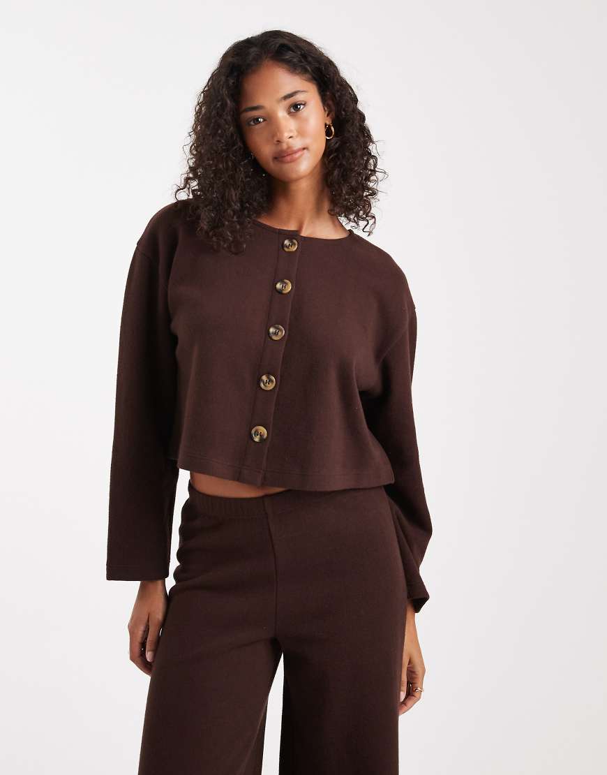 Miss Selfridge - Superweiche Strickjacke in Schokobraun, Kombiteil-Brown von Miss Selfridge