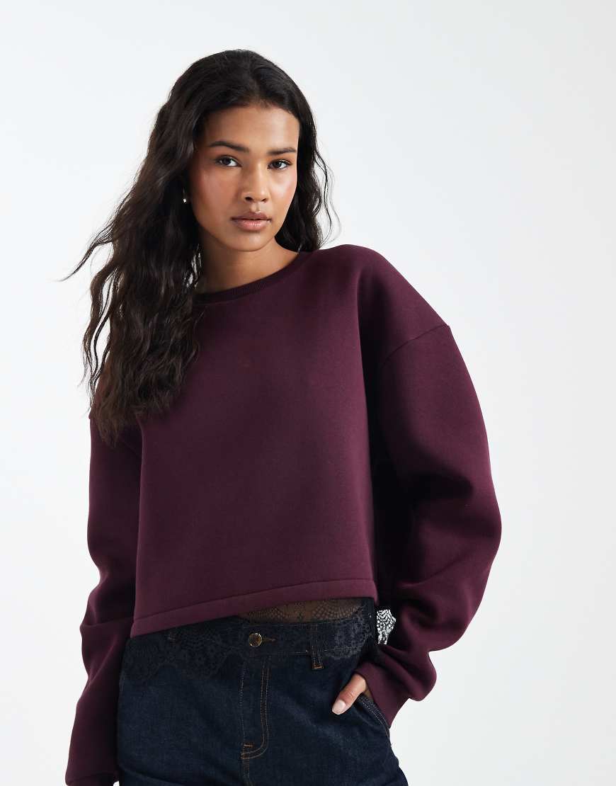 Miss Selfridge - Sweatshirt in Pflaume mit Spitzensaum-Lila von Miss Selfridge