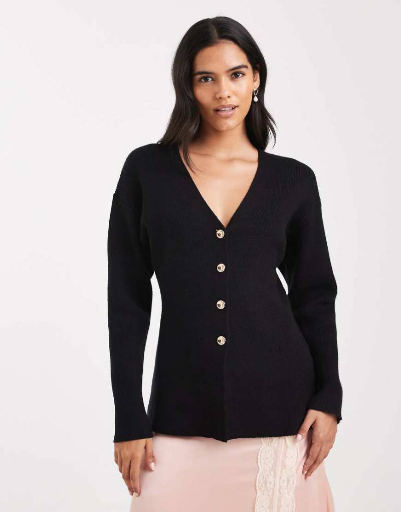 Miss Selfridge - Taillierte Strickjacke in Schwarz von Miss Selfridge