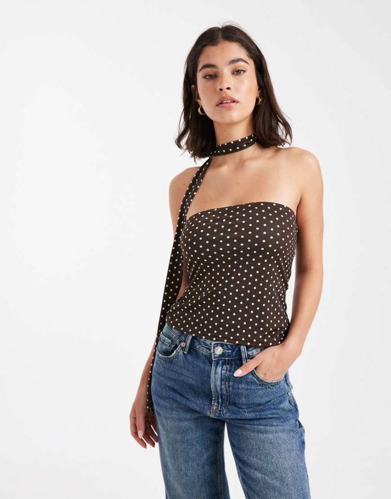 Miss Selfridge - Trägerloses Schal-Top mit Punktemuster-Bunt von Miss Selfridge