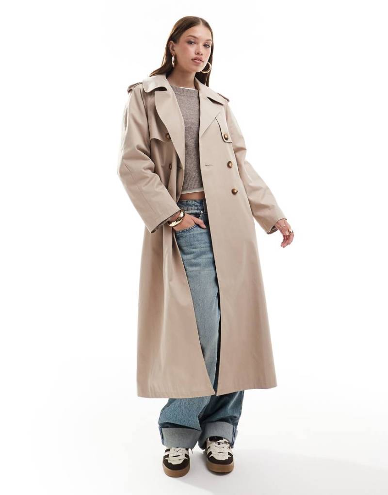 Miss Selfridge - Trenchcoat in Steinbeige mit traditionellem Oversize-Schnitt-Neutral von Miss Selfridge
