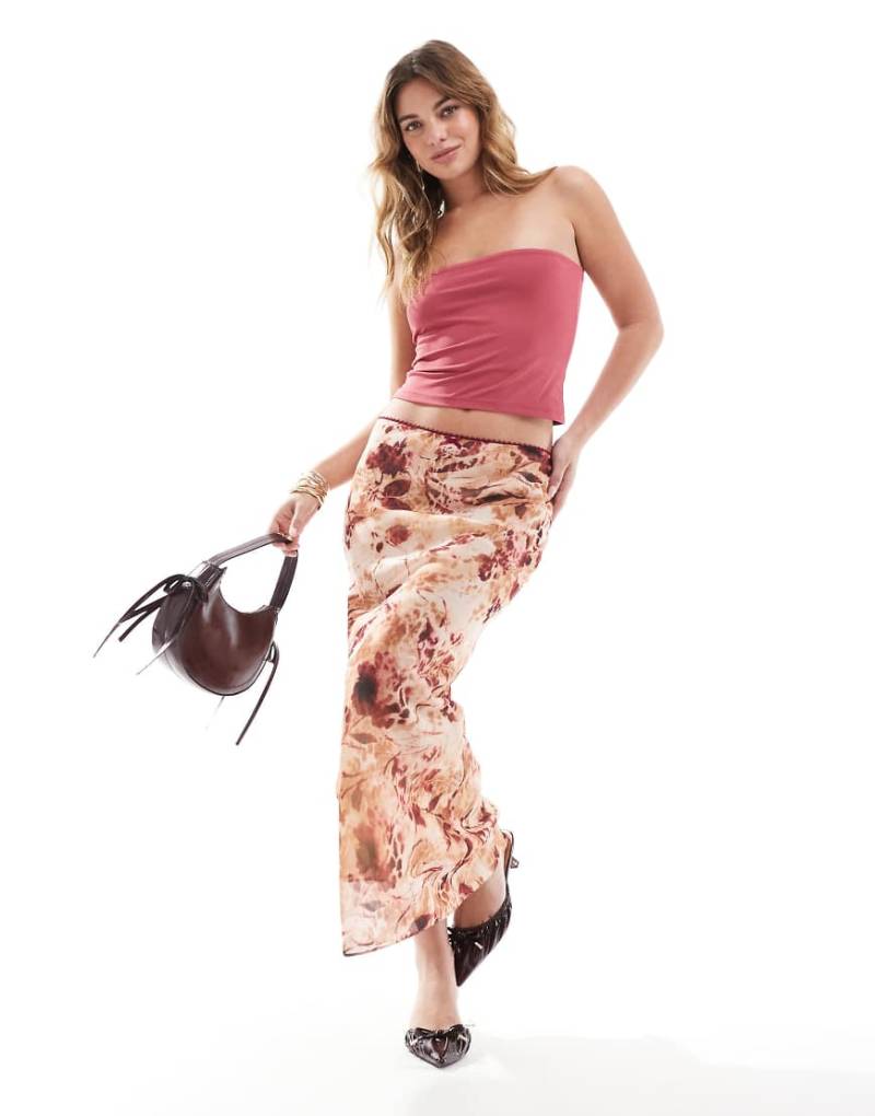 Miss Selfridge - Zweilagiger Maxirock aus Chiffon mit Animalprint-Bunt von Miss Selfridge