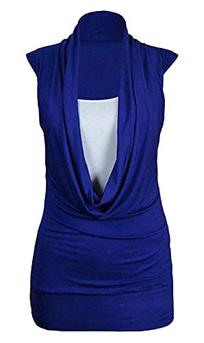 Damen Geraffte Wasserfall Ausschnitt Oberteil Weste Damen Ärmellos Tief Nacken Top Bluse 8-26 - Royal, Damen, 48-50 von Miss Sixty