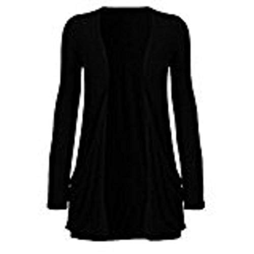 Miss Moody Fashion Damen Langarm Boyfriend Seitentaschen Cardigan offen SM-XXXL Gr. Medium/Large, Schwarz von Miss Sixty