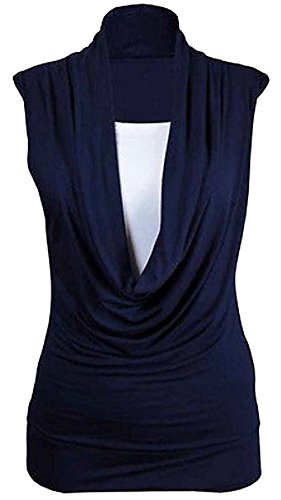 Miss Moody Fashion Damen T-Shirt mit Rundhalsausschnitt, ärmellos, tiefer Ausschnitt, Bluse 8-26, Schwarz 40 von Miss Sixty