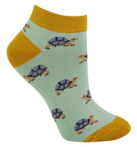 Miss Sparrow Damen Bambus-Sneakersocken, atmungsaktiv, niedrig geschnitten, Turtles (Duck Egg), 4-7 von Miss Sparrow