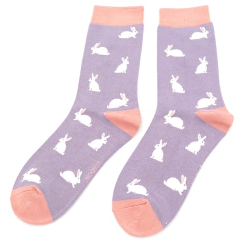 Miss Sparrow Rabbits on Lilac Damen-Knöchelsocken für Erwachsene, Einheitsgröße, Flieder, 3-7 von Miss Sparrow