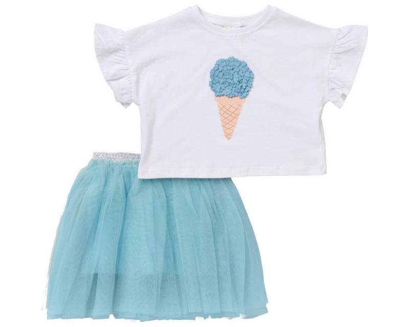 Miss Shirt & Rock Eis Mädchen, Unisex Kinder (2-tlg) Kinderset, Kinder Outfit, Kinder T-Shirt, Kinderrock, Zweiteiler von Miss