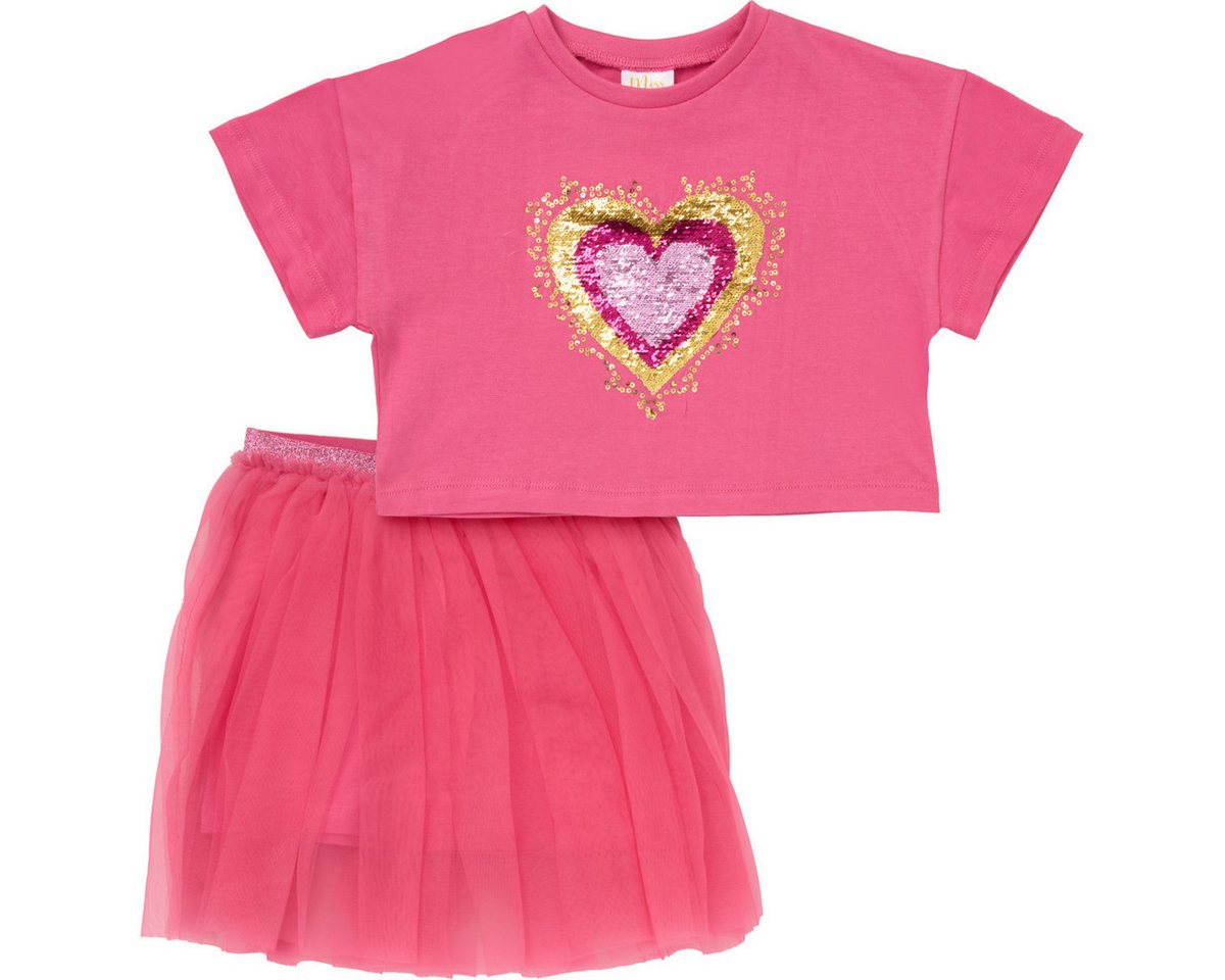 Miss Shirt & Rock Herz Mädchen, Unisex Kinder (2-tlg) Kinderset, Kinder Outfit, Kinder T-Shirt, Kinderrock, Zweiteiler von Miss