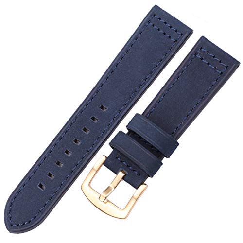 Leder Uhrenarmbänder Armband Schwarz Blau Grau Braun Rindsleder Uhrenarmband für Frauen Männer 18 20mm 22mm 24mm Armband, Blau Gold Schnalle, 20mm Leder Uhrenarmbänder Armband Schwarz Blau Grau Braun Rindsleder Uhrenarmband für Frauen Männer 18 20mm 22mm 24mm Armband, Blau Gold Schnalle, 20mm von Miss99