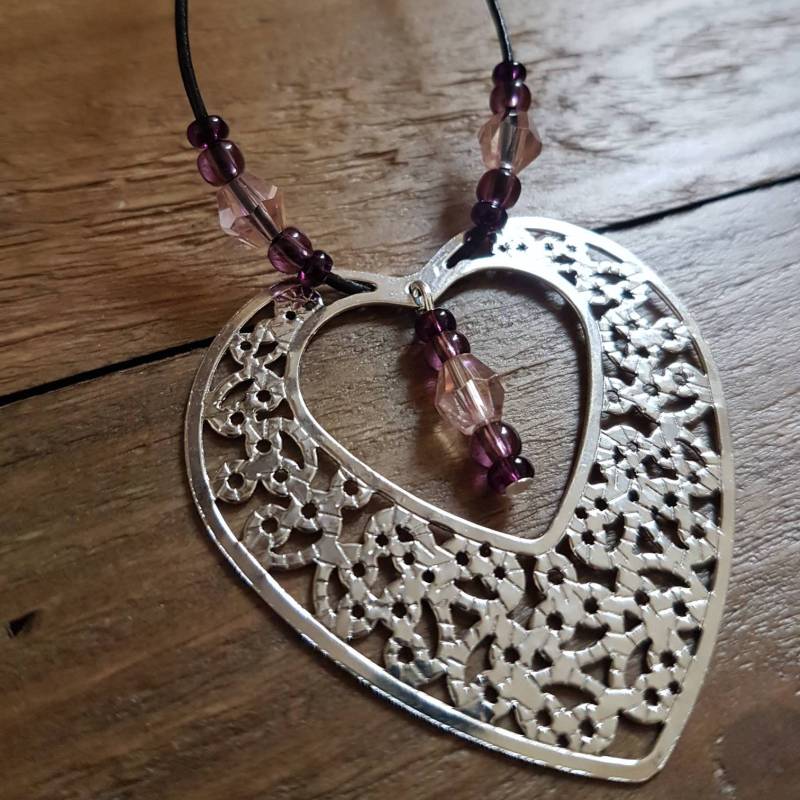 -Maßgeschneiderte - Titan Überzogen Filigrane Herz Mit Funktion Swarovskiperlen von MissBJewellery