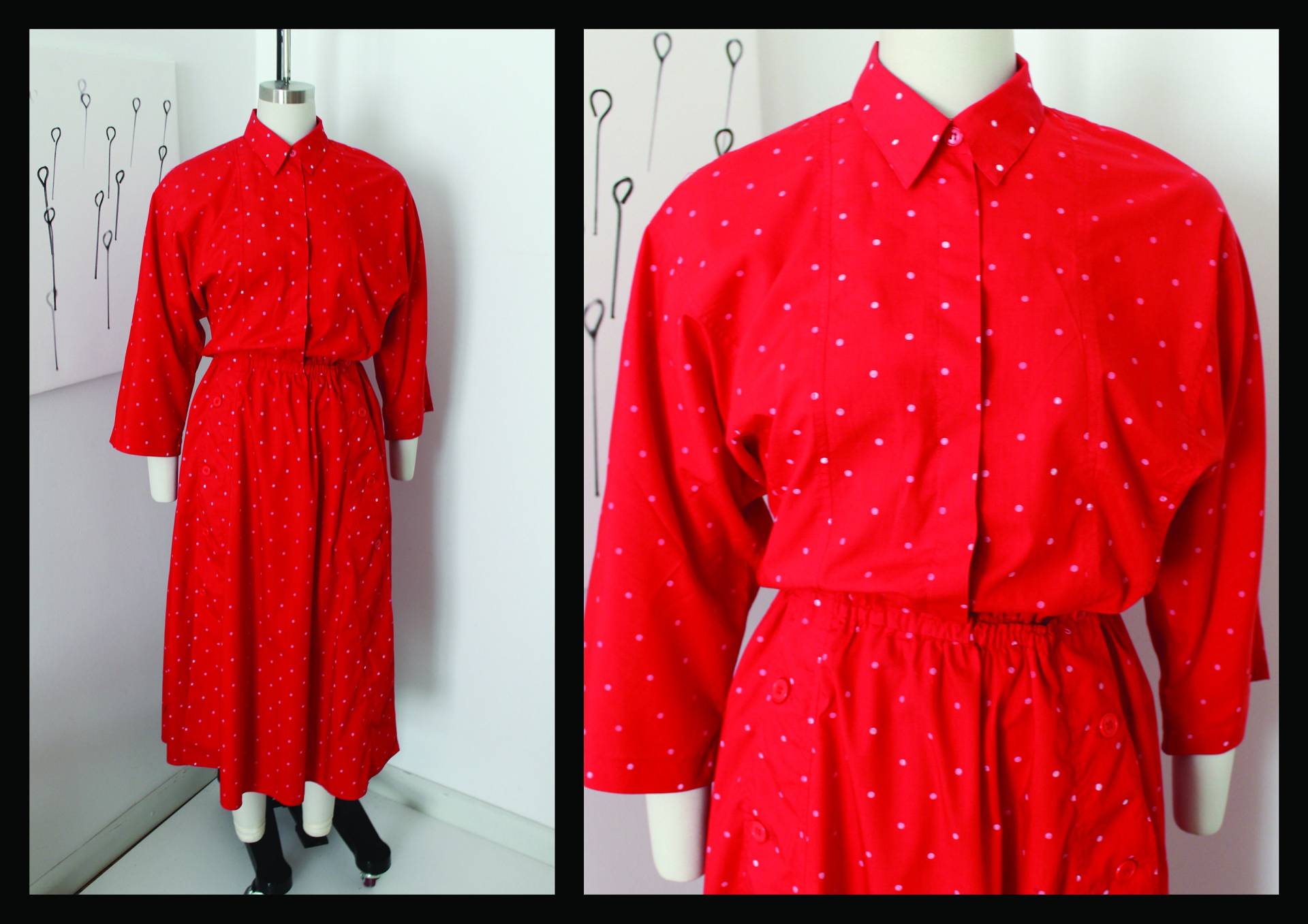 Vintage Sommerkleid, 80Er Jahre, Rote Tupfen, Knöpfe von MissBrummell